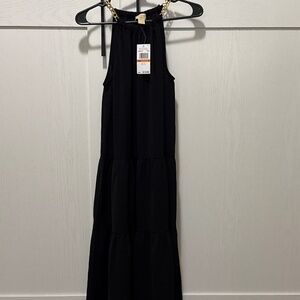 Black Dress with Gold Chain